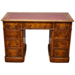 19th Century Victorian Burr Walnut Pedestal Desk