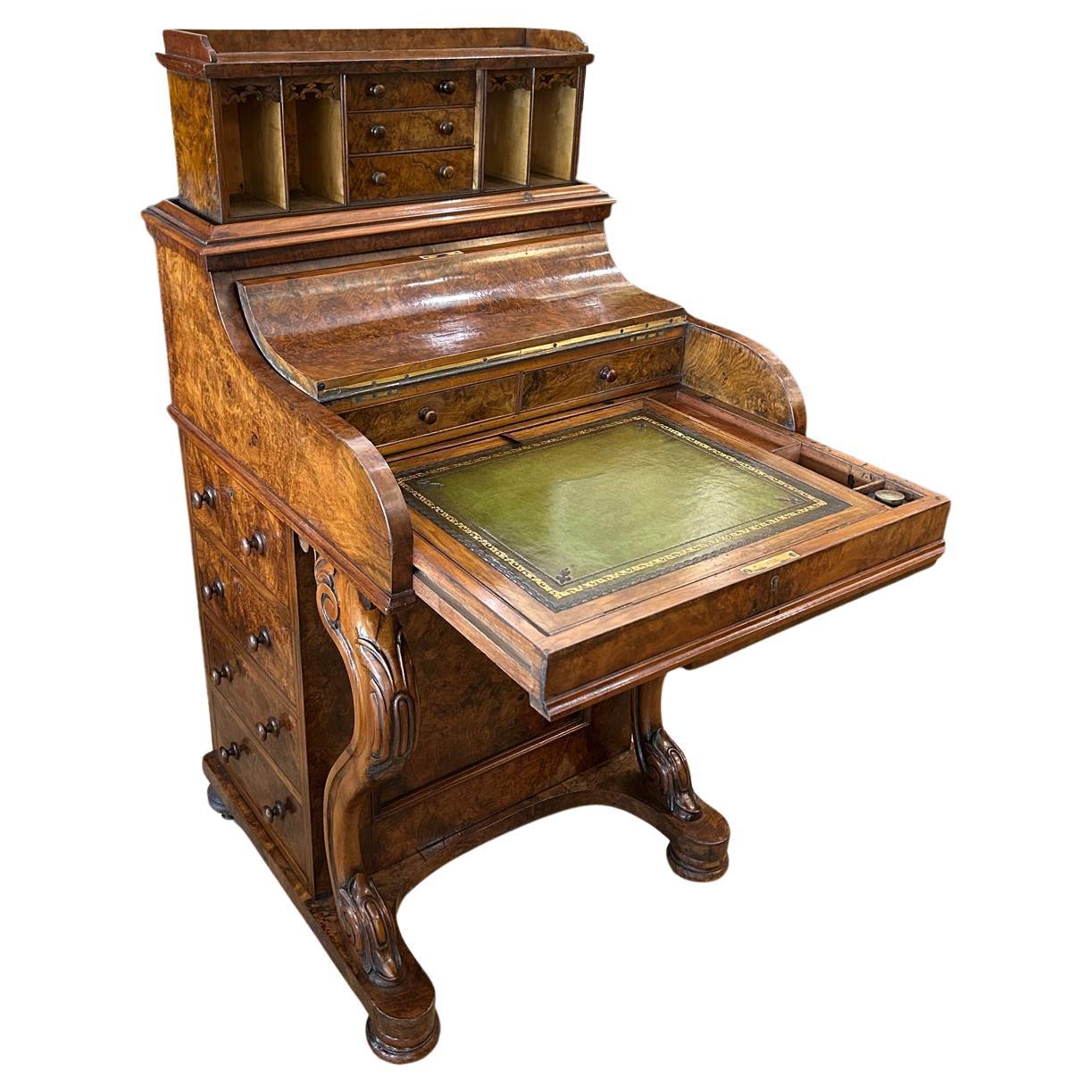 19th Century Victorian Burr Walnut Piano Davenport