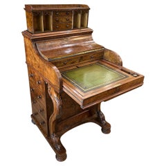 19th Century Victorian Burr Walnut Piano Davenport 