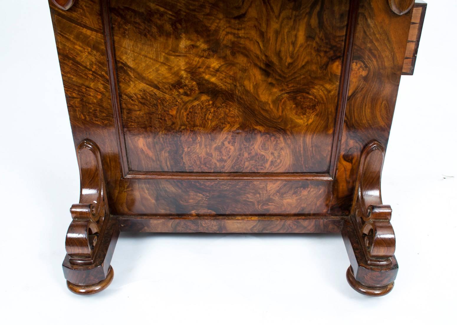 19th Century Victorian Burr Walnut Pop Up Davenport Desk 6