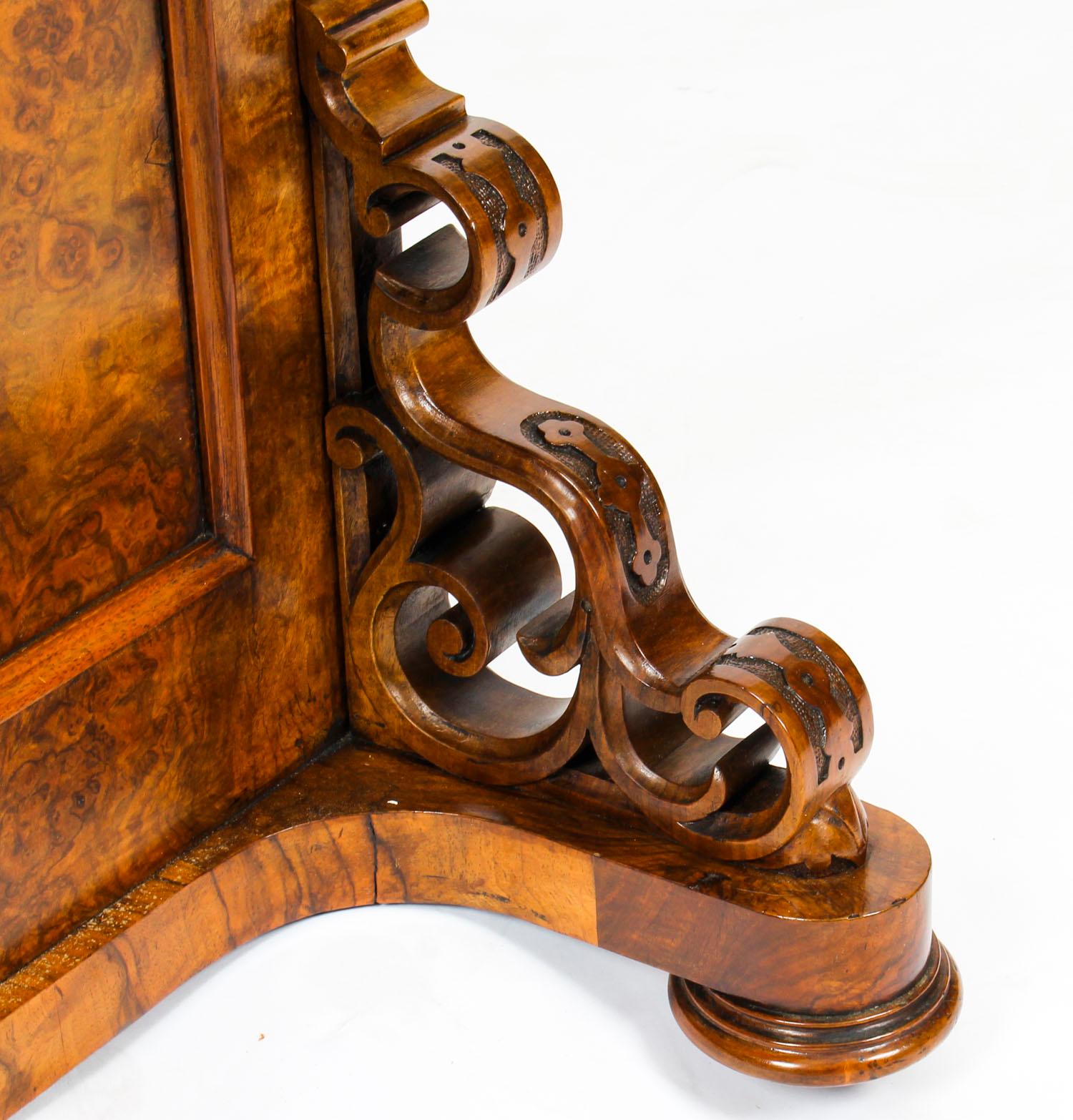 19th Century Victorian Burr Walnut Pop Up Davenport Desk 6