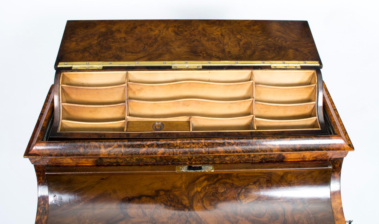 19th Century Victorian Burr Walnut Pop Up Davenport Desk In Good Condition In London, GB