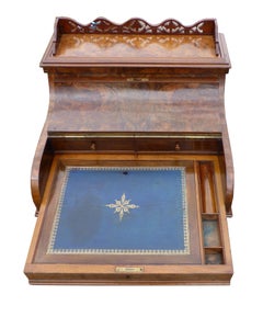 19th Century Victorian Burr Walnut Pop Up Davenport