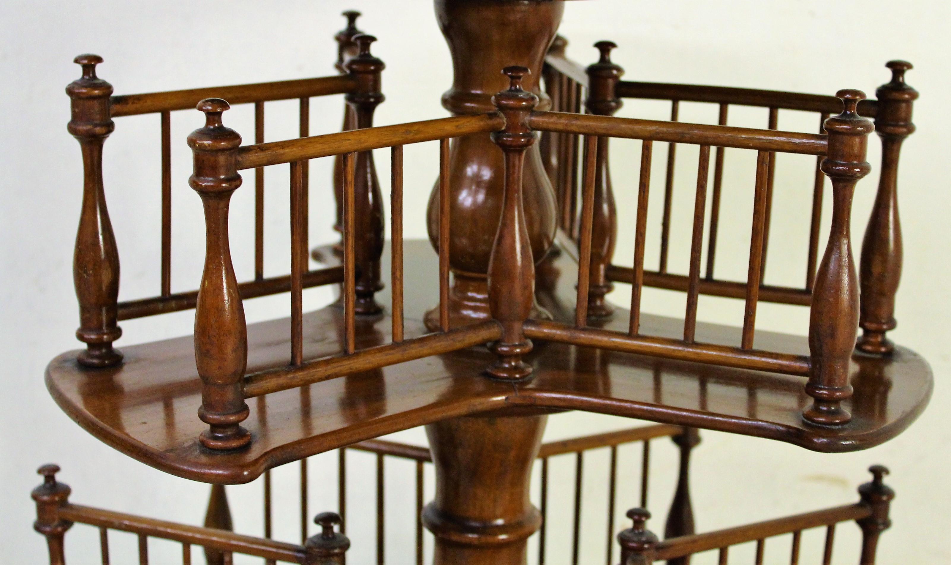 19th Century Victorian Burr Walnut Revolving 2-Tier Book Table 5