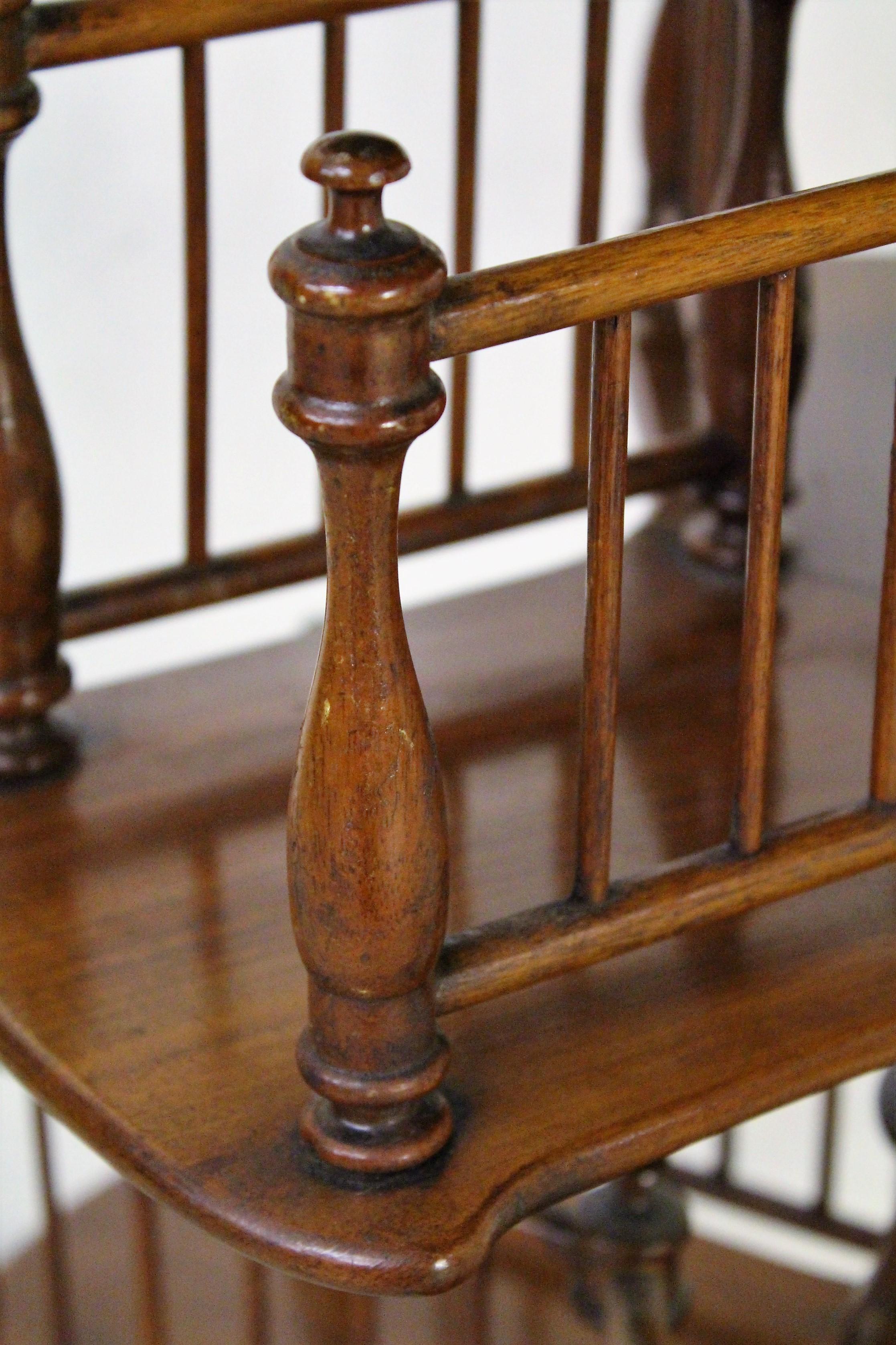 English 19th Century Victorian Burr Walnut Revolving 2-Tier Book Table