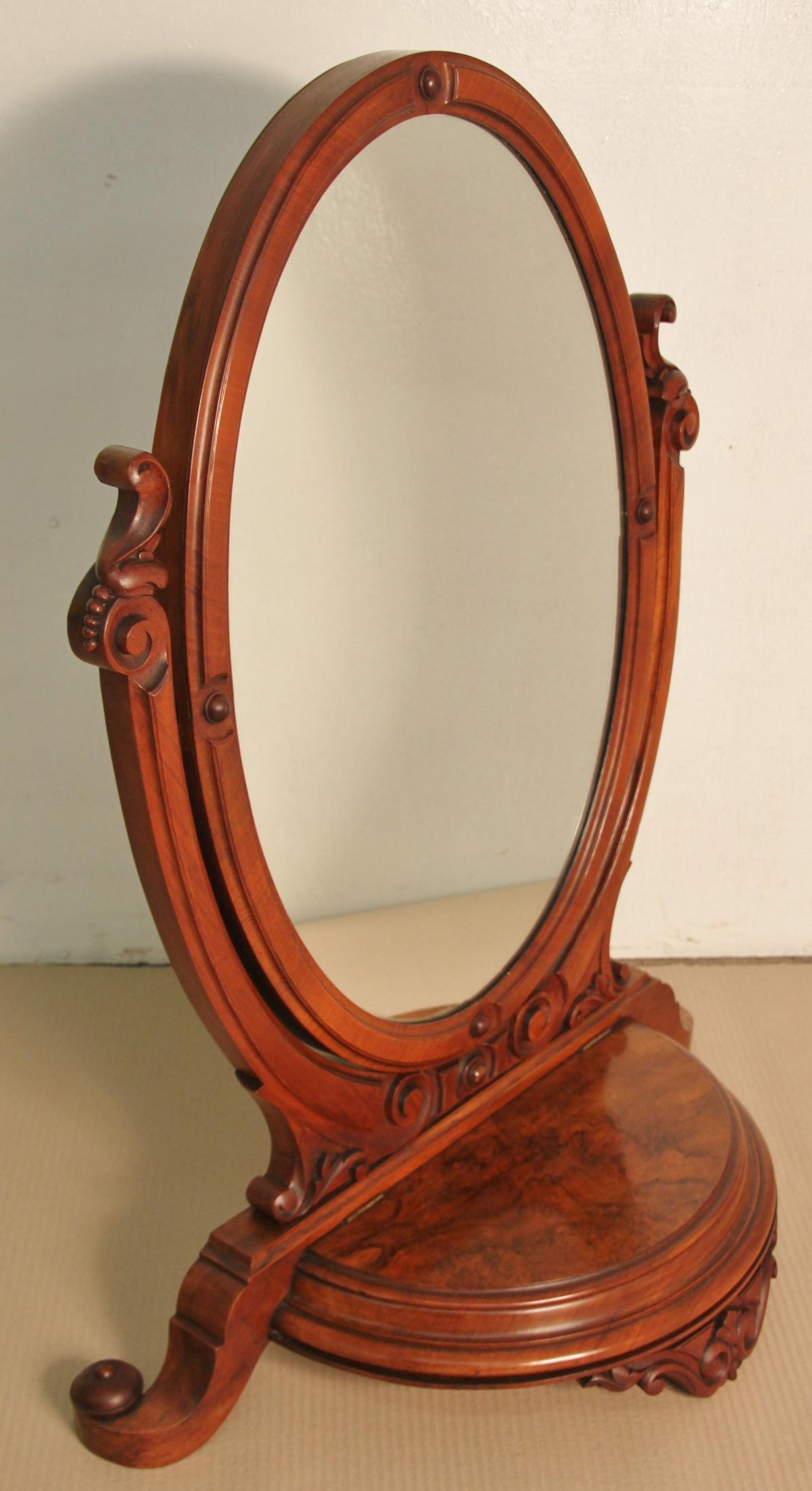 19th Century Victorian Burr Walnut Toilet Mirror For Sale 2