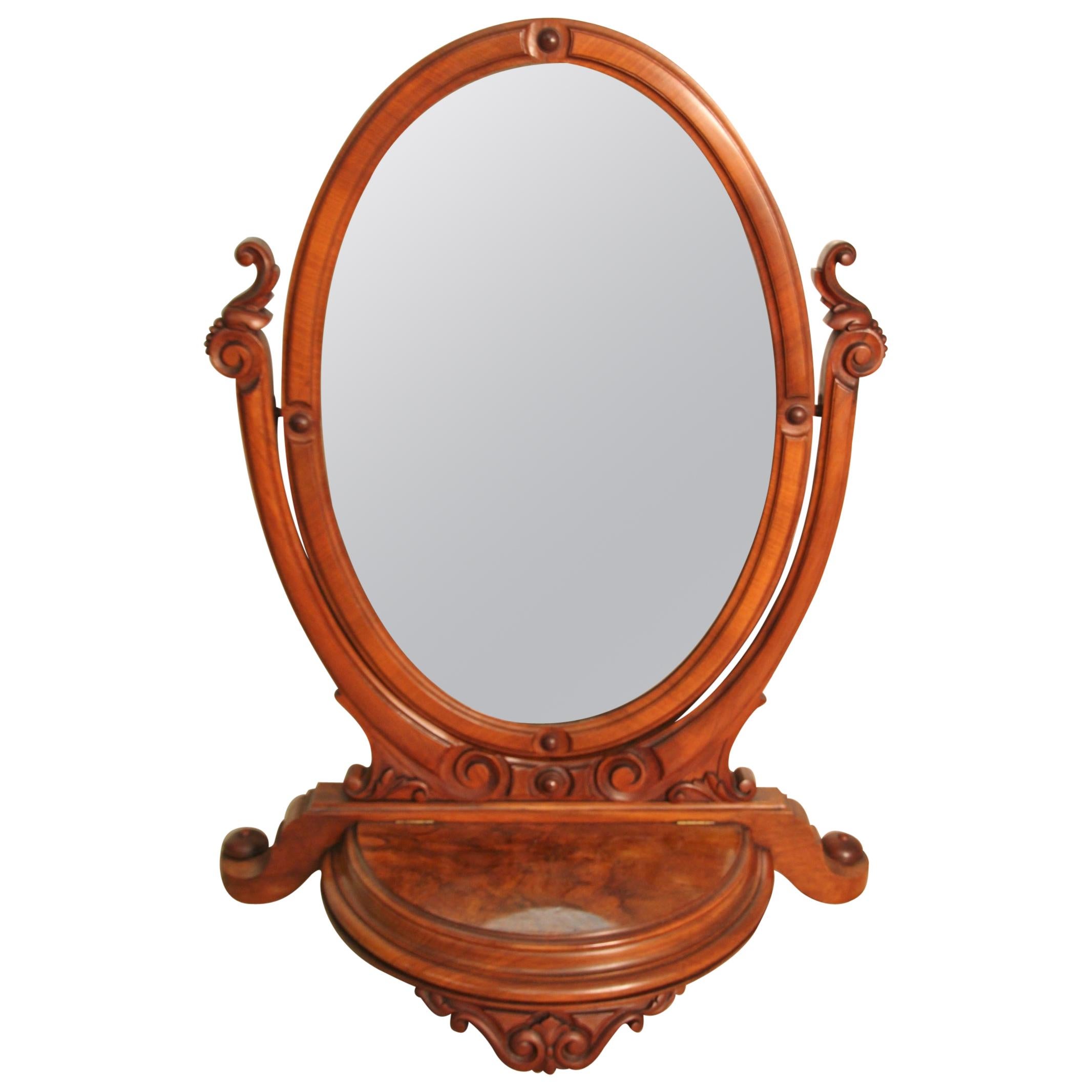 19th Century Victorian Burr Walnut Toilet Mirror For Sale