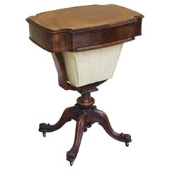 19th Century Victorian Burr Walnut Work Table