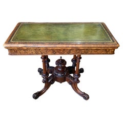 Antique 19th Century Victorian Burr Walnut Writing Table / Card Table