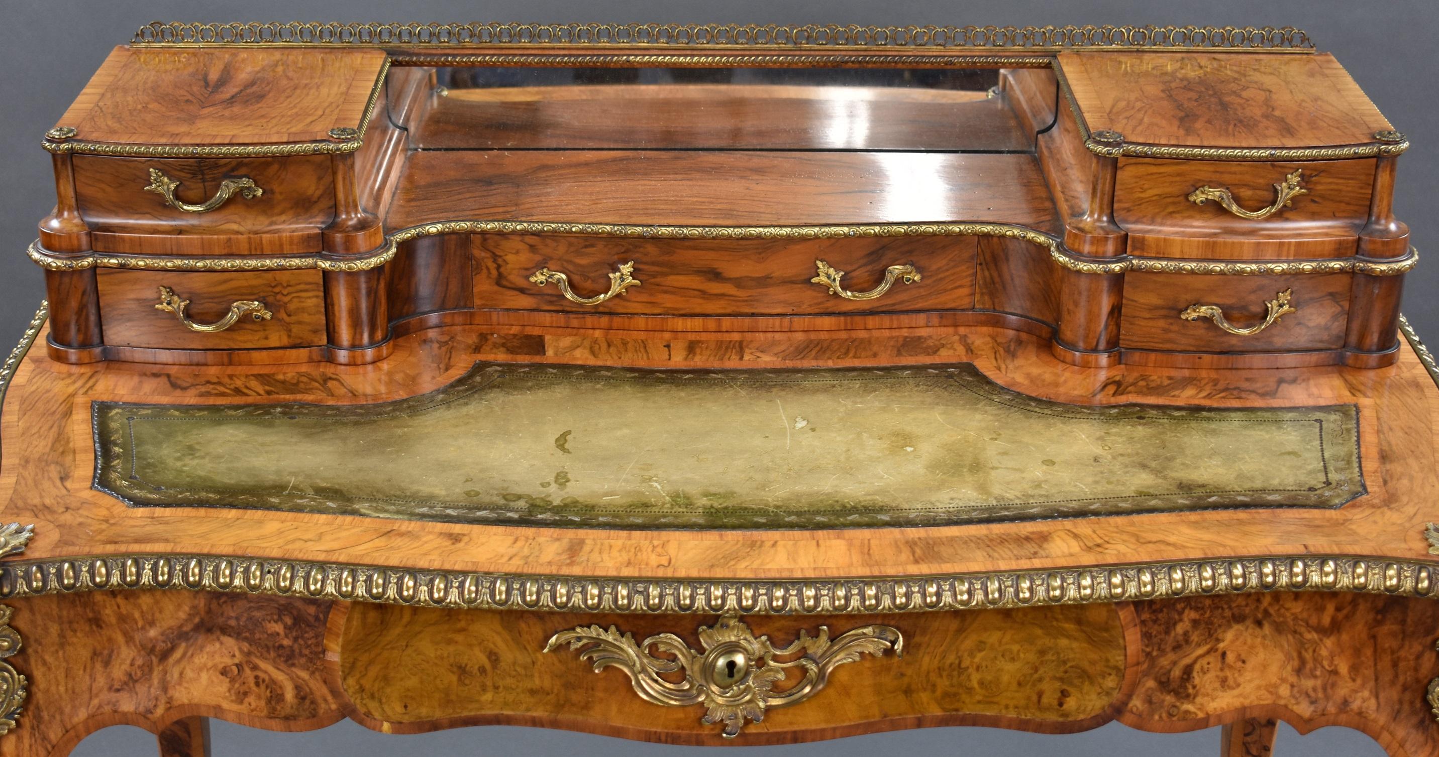 19th Century Victorian Burr Walnut Writing Table For Sale 6