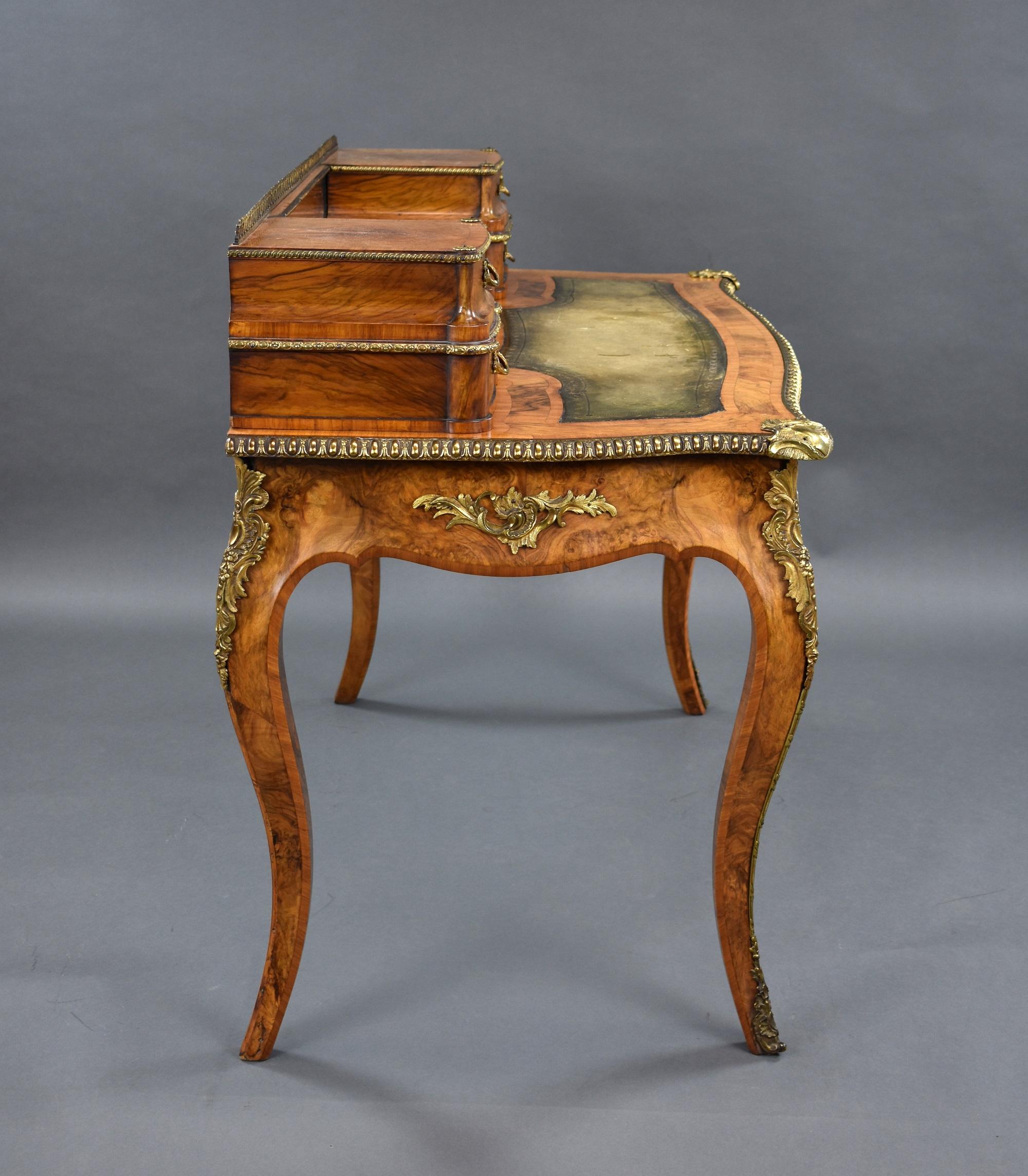 English 19th Century Victorian Burr Walnut Writing Table For Sale