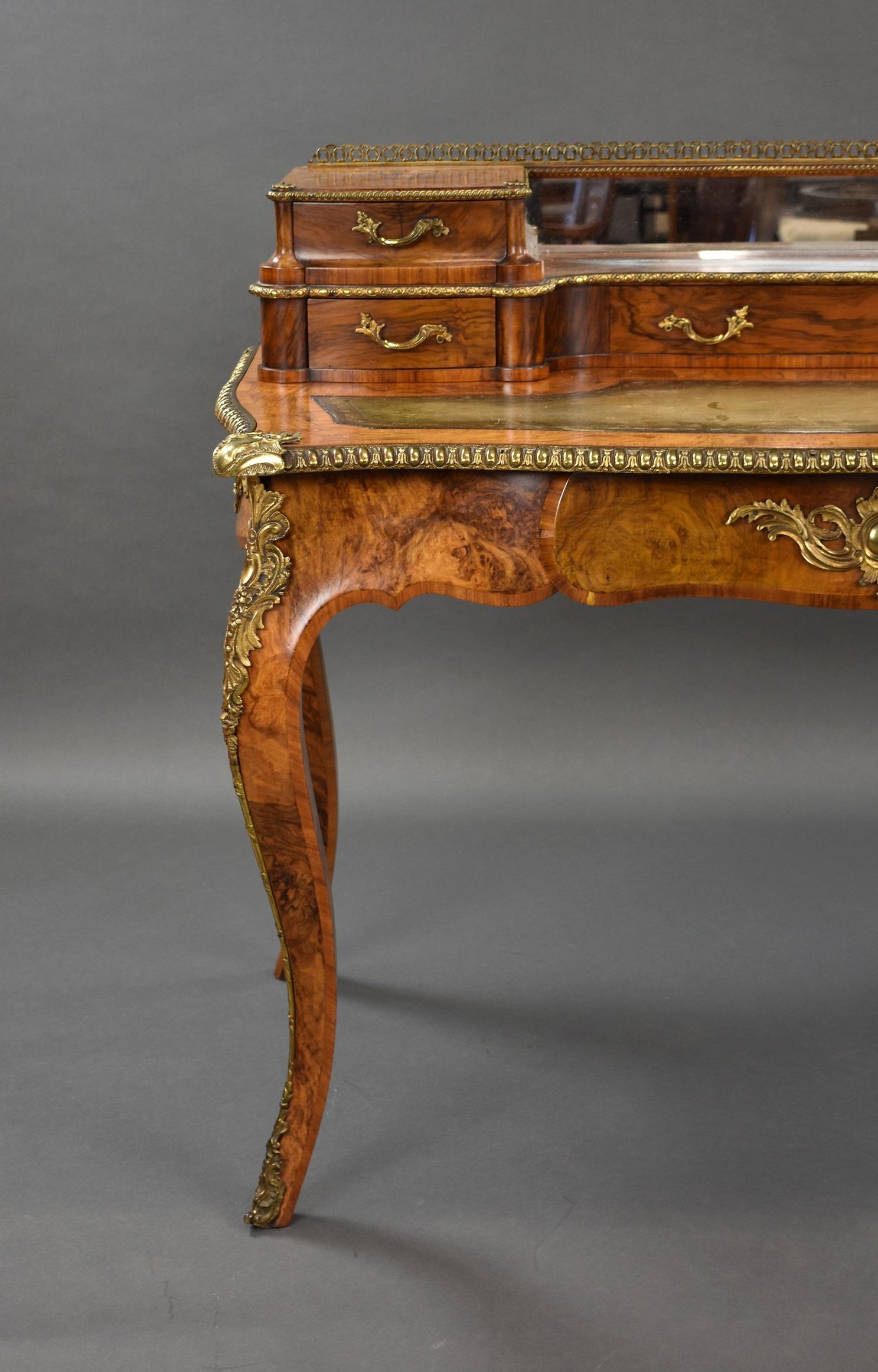 19th Century Victorian Burr Walnut Writing Table For Sale 2