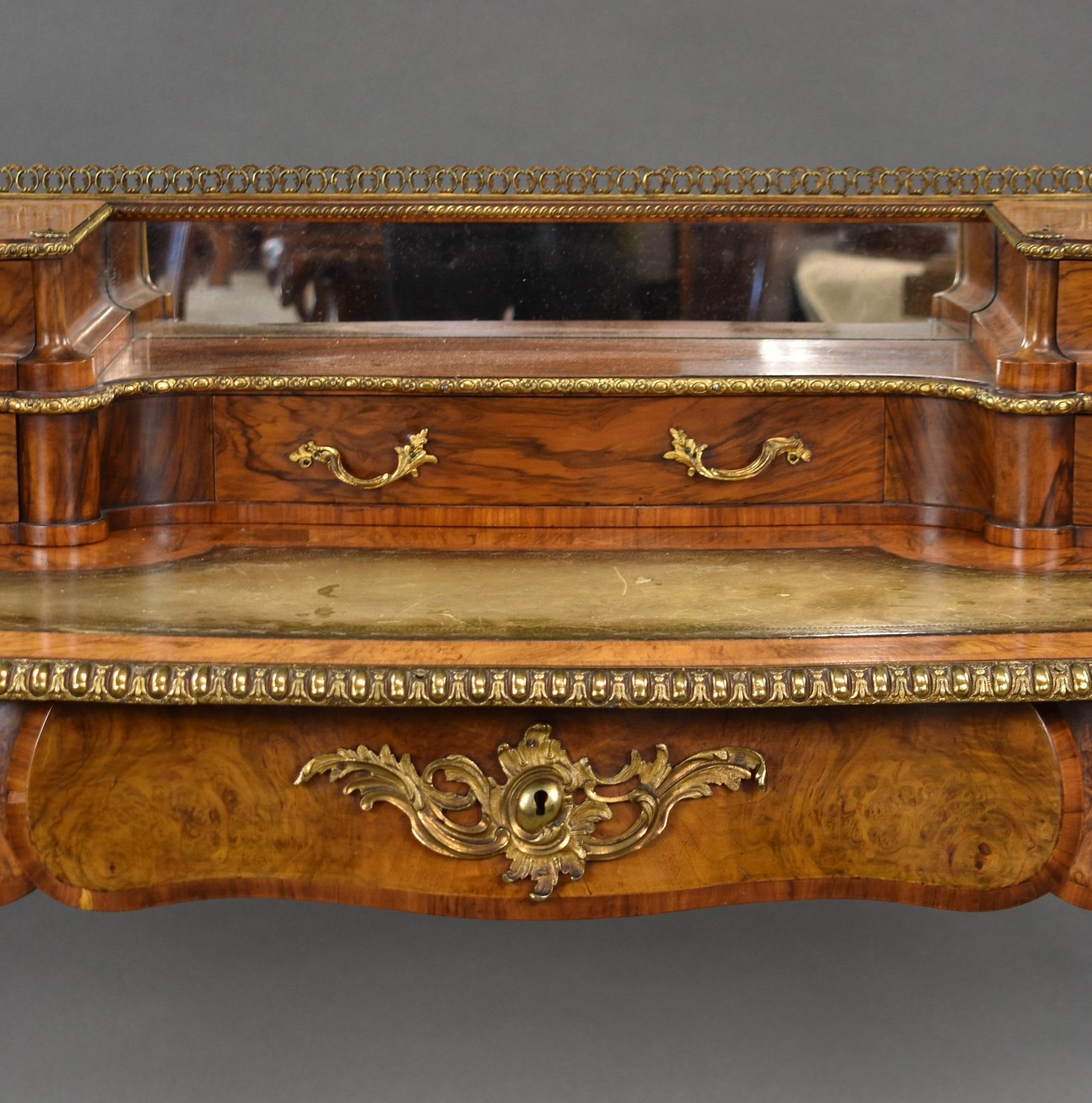 19th Century Victorian Burr Walnut Writing Table For Sale 3