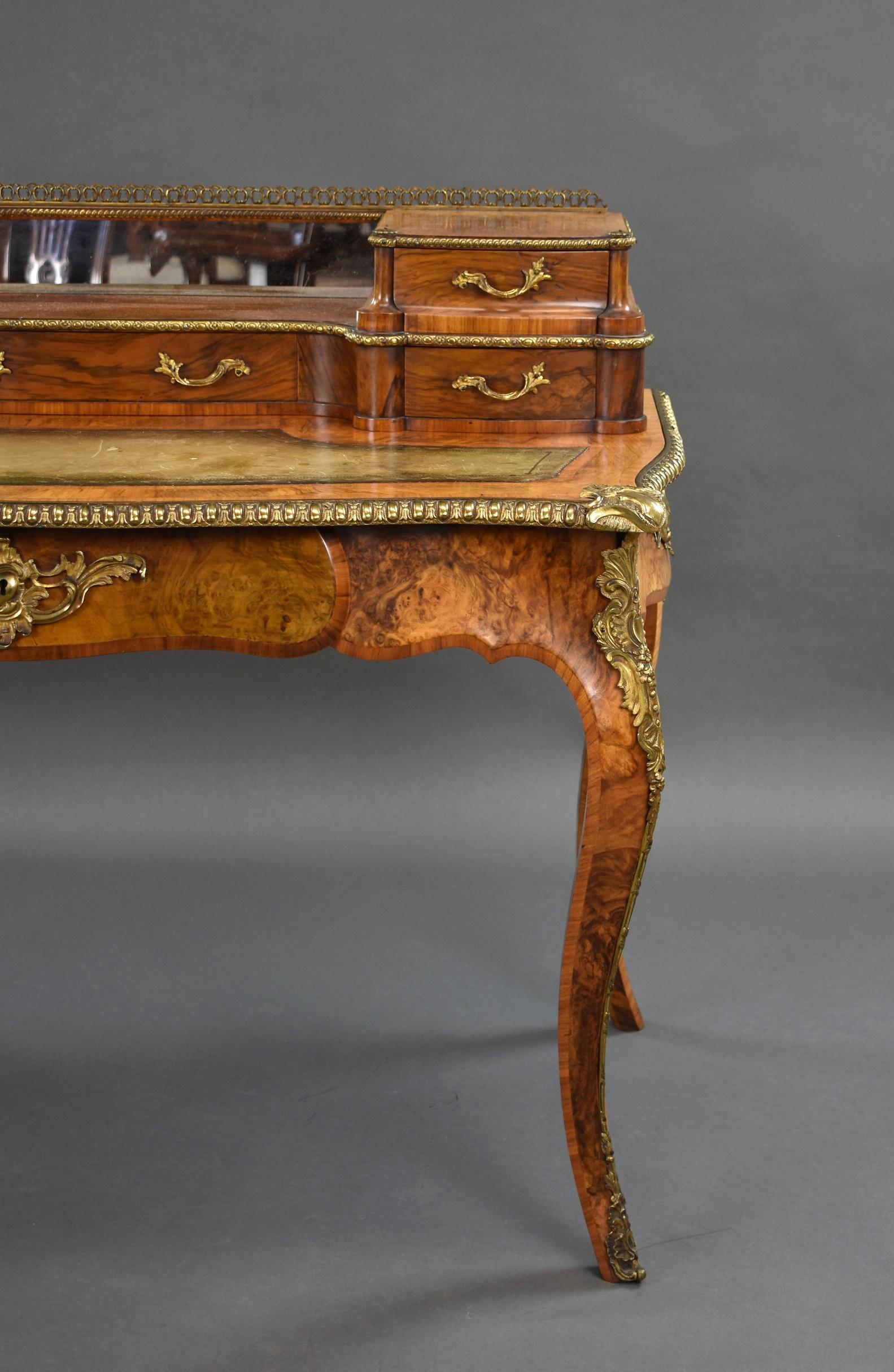 19th Century Victorian Burr Walnut Writing Table For Sale 4