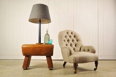 19th Century Victorian Button Back Linen Armchair