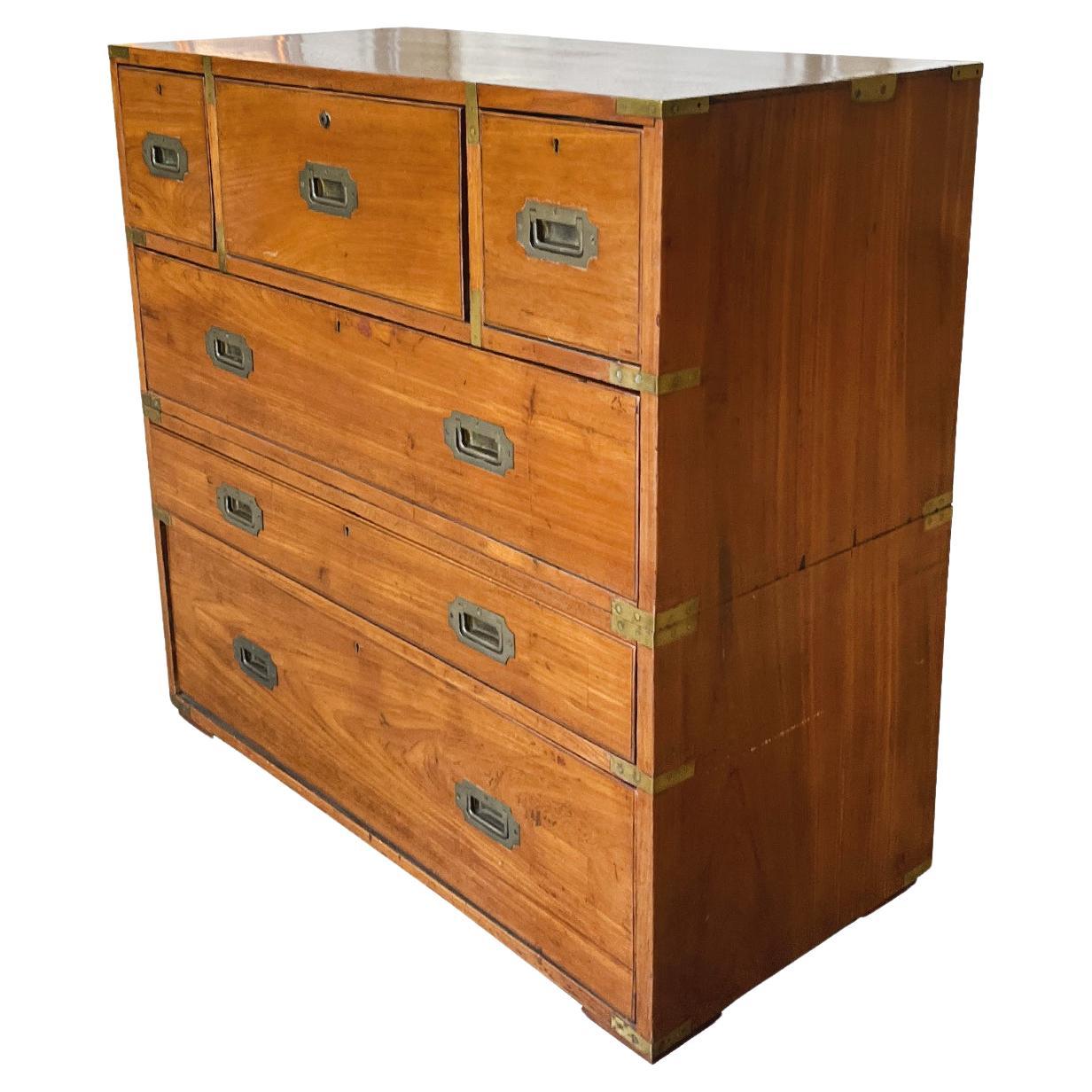 19th Century Victorian Campaign Chest of Drawers