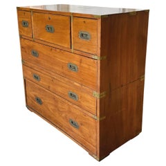 Antique 19th Century Victorian Campaign Chest of Drawers
