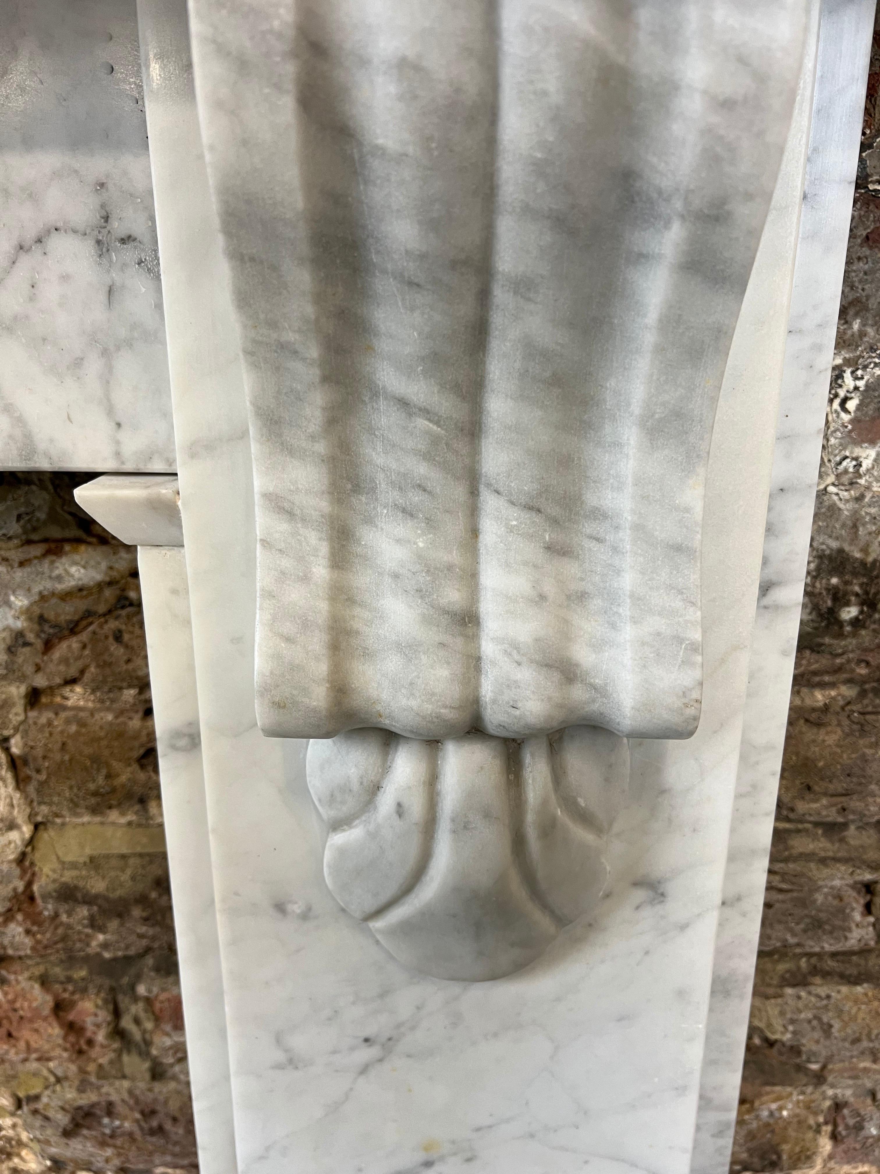 19th Century Victorian Carrara Marble Fireplace Mantlepiece 14