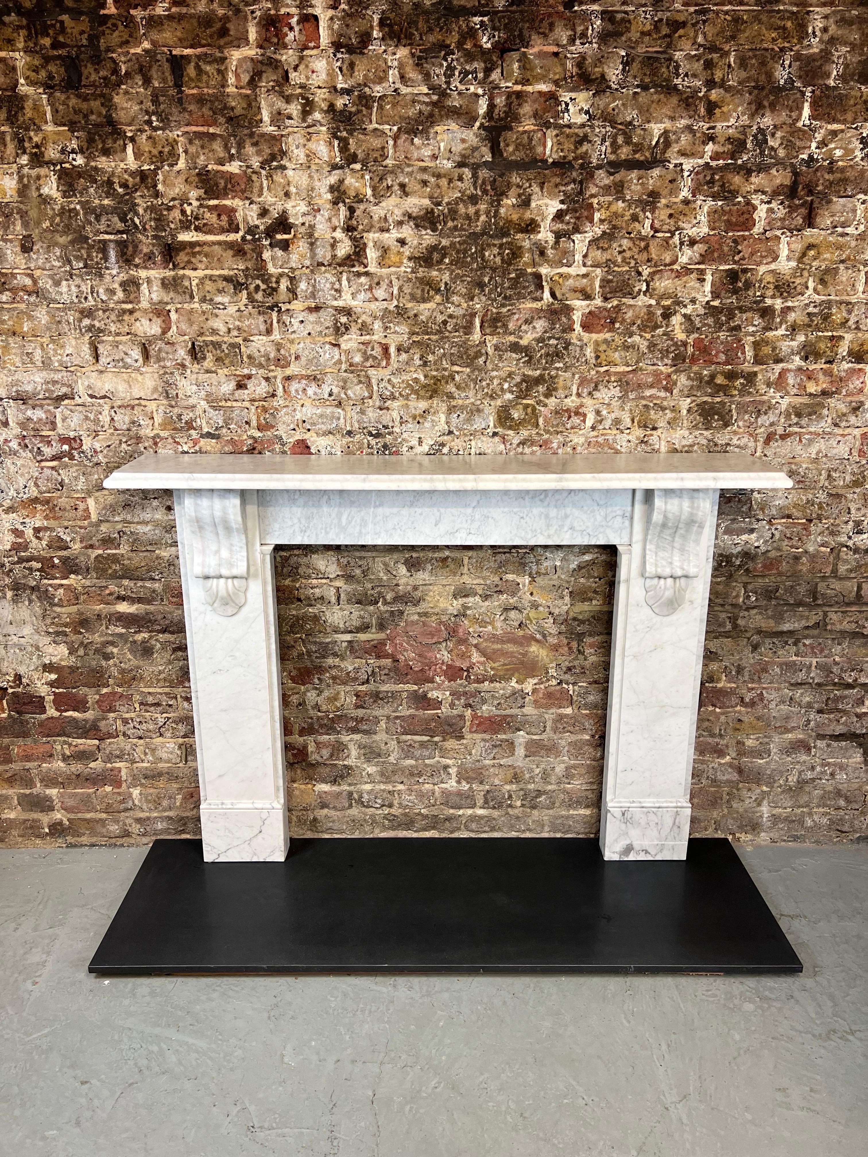English 19th Century Victorian Carrara Marble Fireplace Mantlepiece