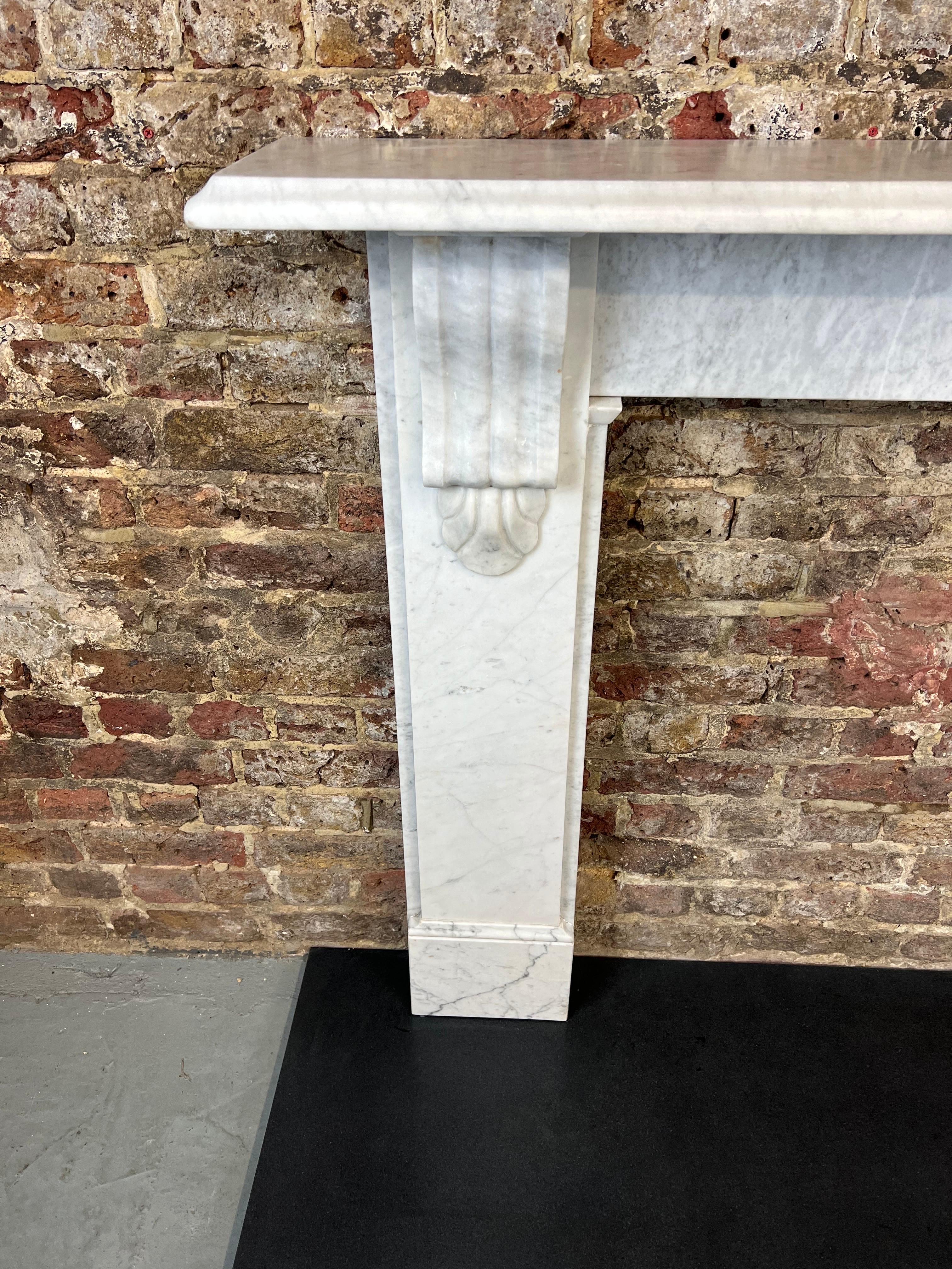 19th Century Victorian Carrara Marble Fireplace Mantlepiece 1
