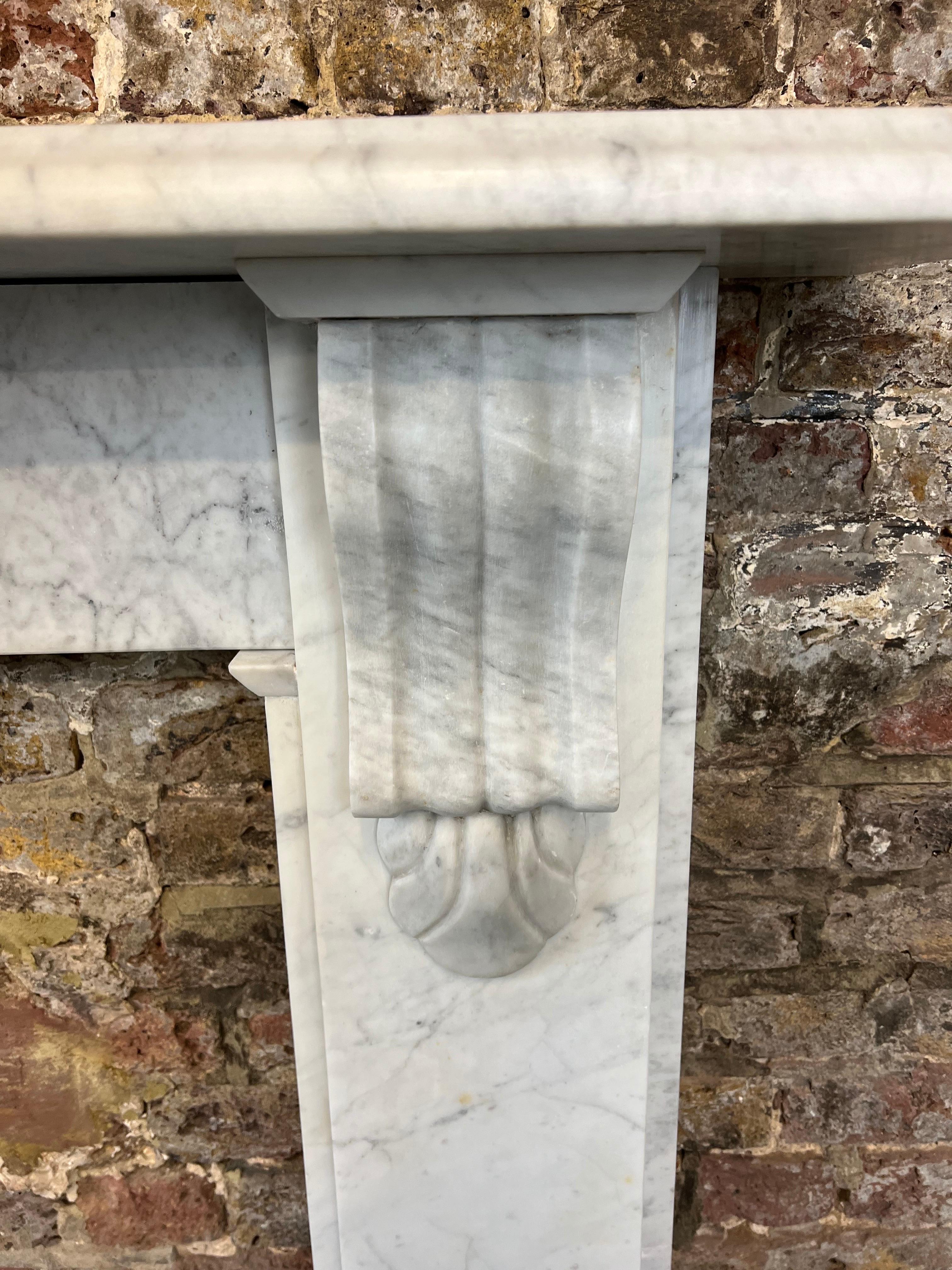 19th Century Victorian Carrara Marble Fireplace Mantlepiece 2