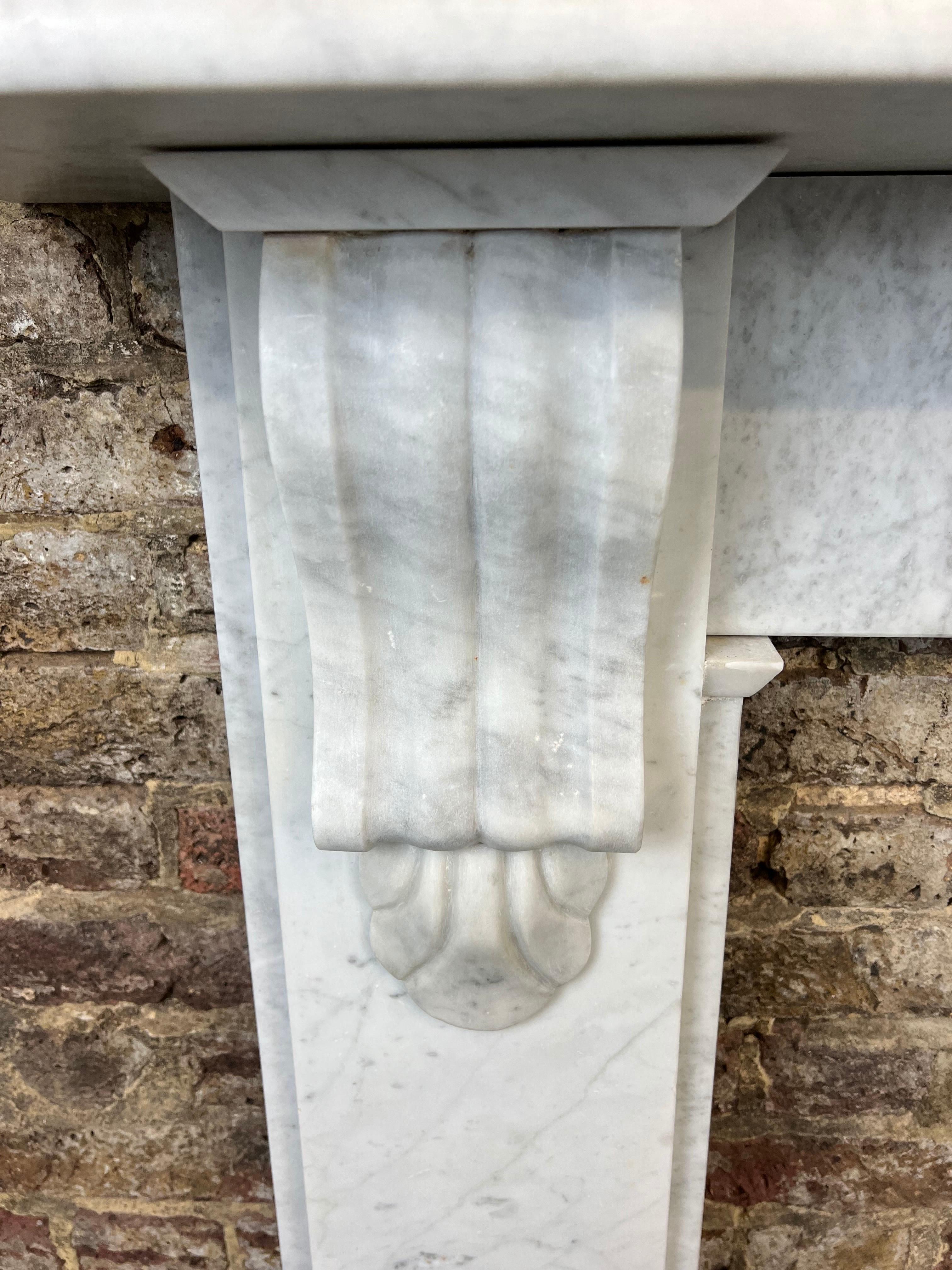 19th Century Victorian Carrara Marble Fireplace Mantlepiece 3