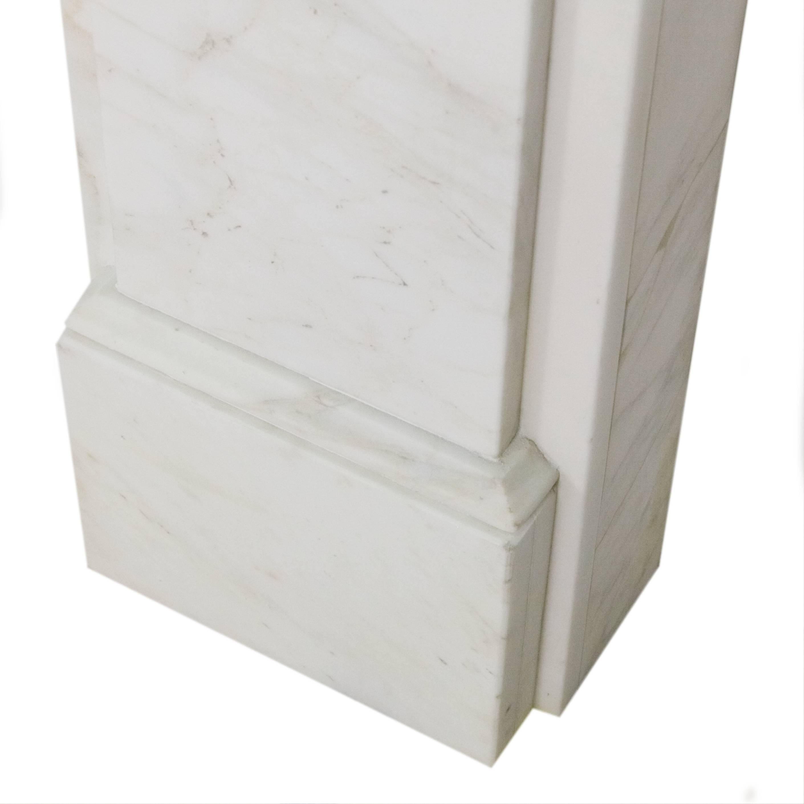 Hand-Carved 19th Century Victorian Carrara Marble Fireplace Surround