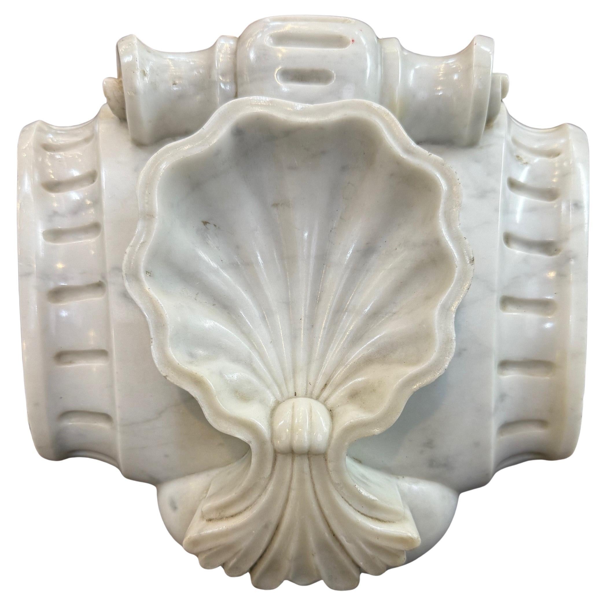 19th Century Victorian Carrara Marble Mantel Keystone For Sale