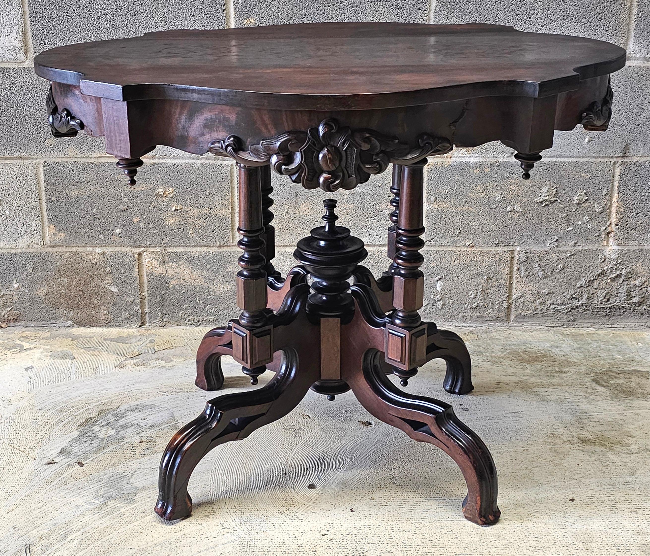 19th Century Victorian Carved and Stained Walnut Center Table For Sale 2