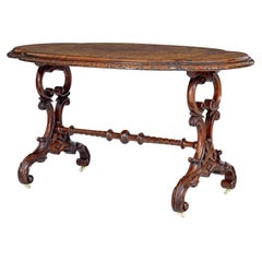 Antique 19th Century Victorian carved burr walnut side table