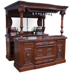 19th Century Victorian Carved Mahogany Front and Back Bar