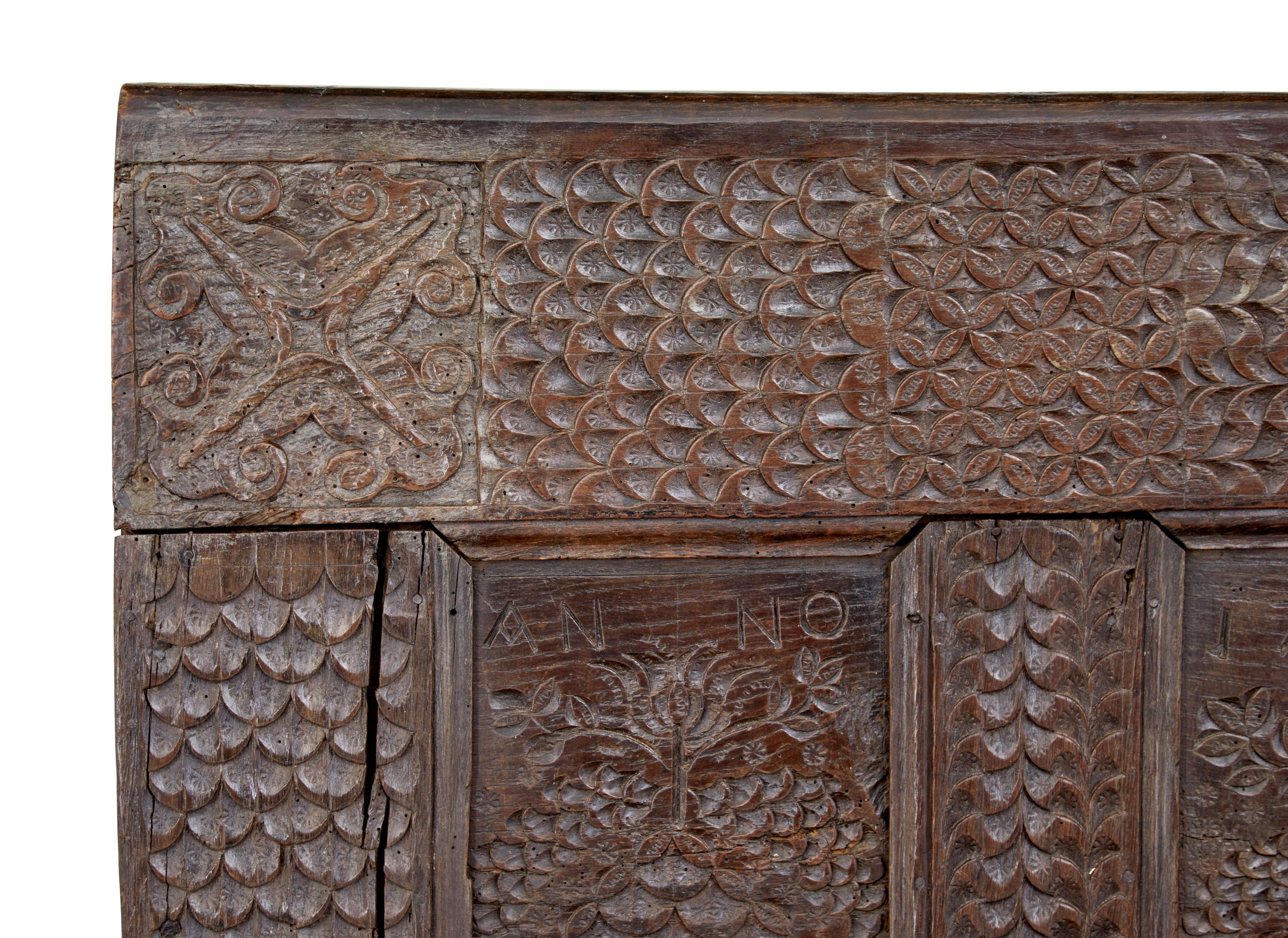 19th Century Victorian Carved Oak Bench In Fair Condition In Debenham, Suffolk