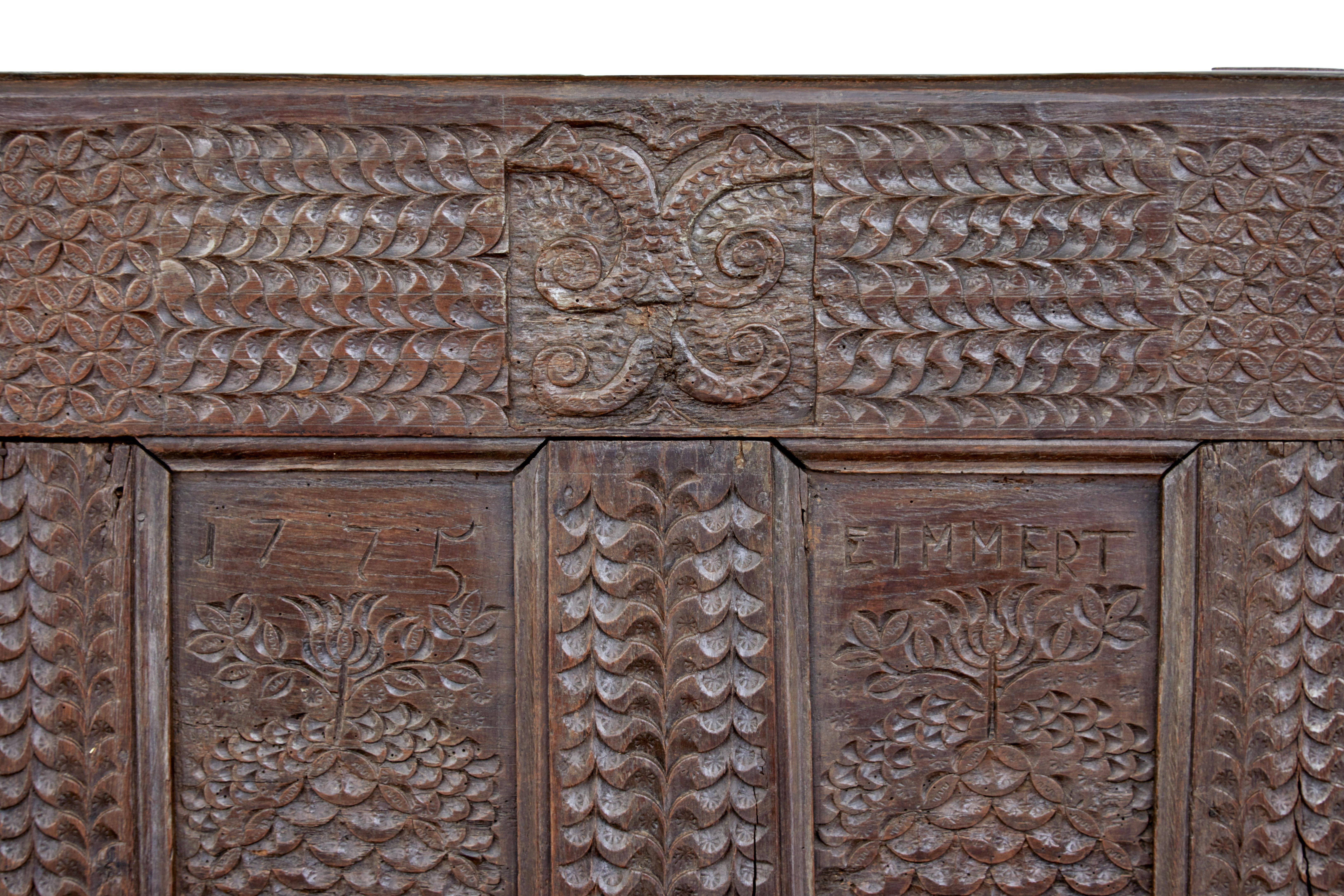 19th Century Victorian Carved Oak Bench 1