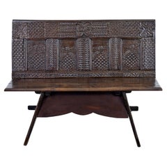 19th century Victorian carved oak bench