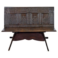 19th century Victorian carved oak bench