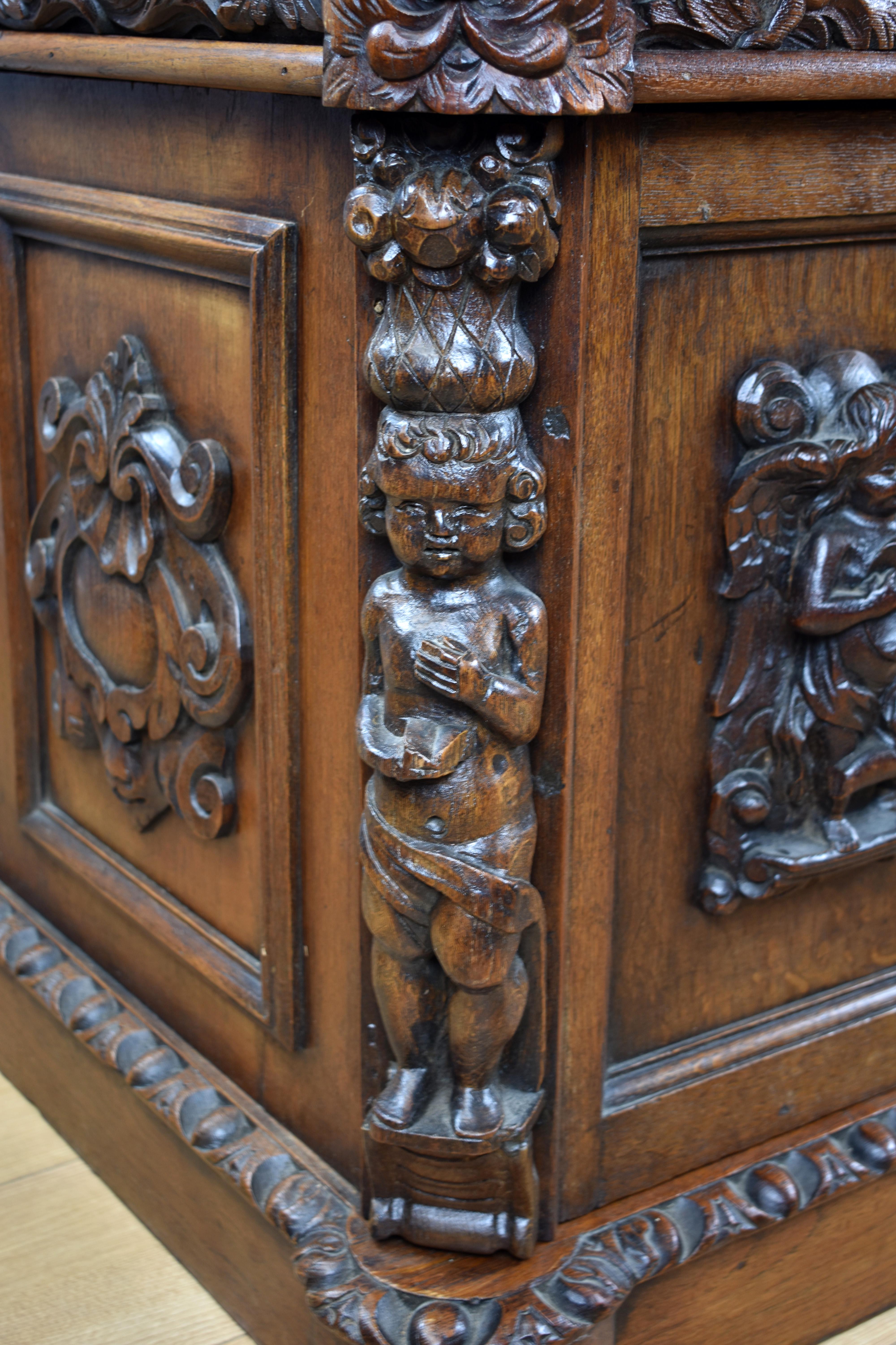 19th Century Victorian Carved Oak Desk 11