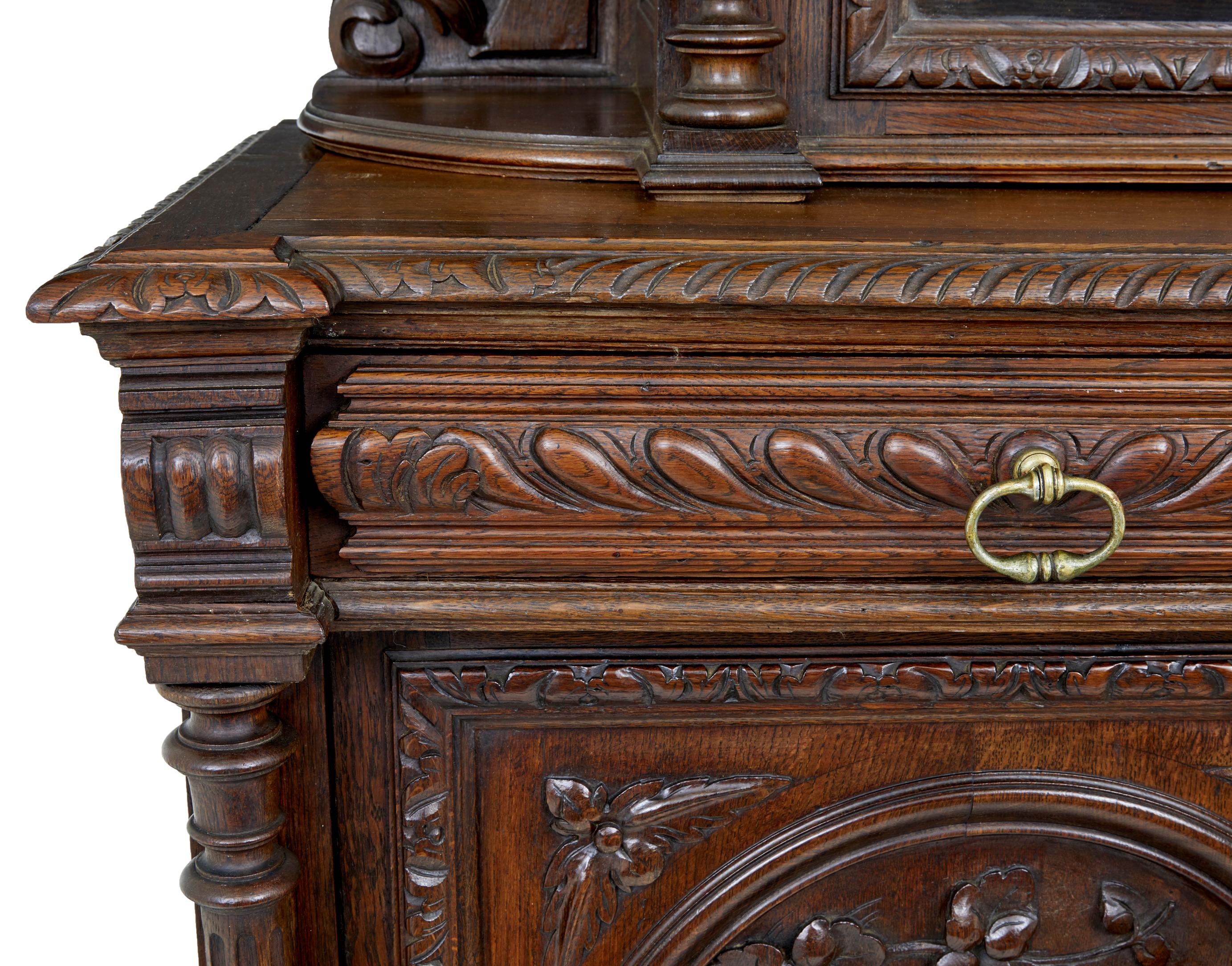Late Victorian 19th Century Victorian Carved Oak Dresser