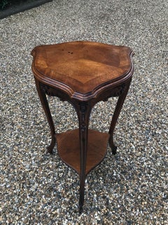 19th Century Victorian Carved Walnut Shield Shaped Occasional Table