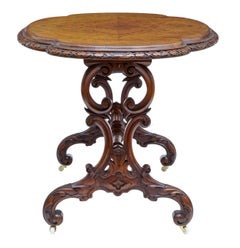 19th Century Victorian Carved Walnut Side Table