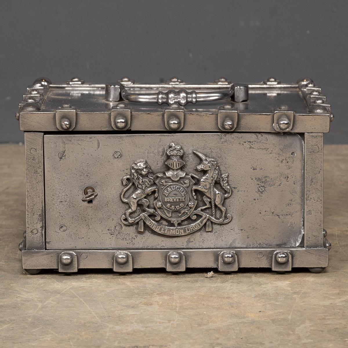 French 19th Century Victorian Cast Iron Bound Strong Box, C.1860