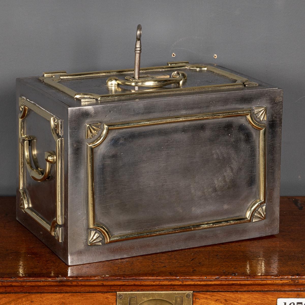 British 19th Century Victorian Cast Iron Bound Strong Box, c.1870