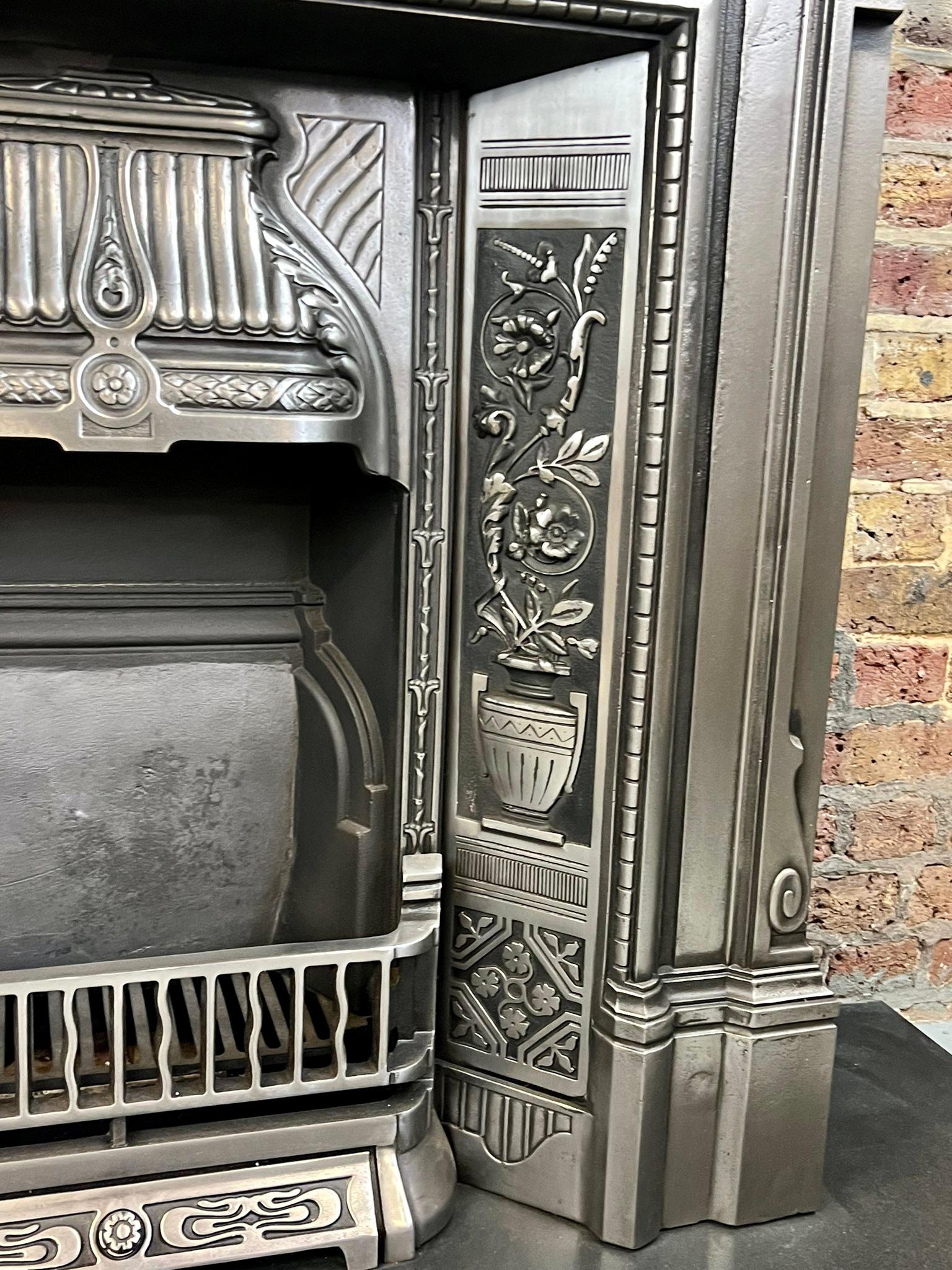 19th Century Victorian Cast Iron Burnished Combination Fireplace 2