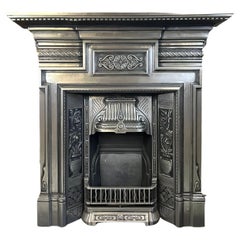 19th Century Victorian Cast Iron Burnished Combination Fireplace