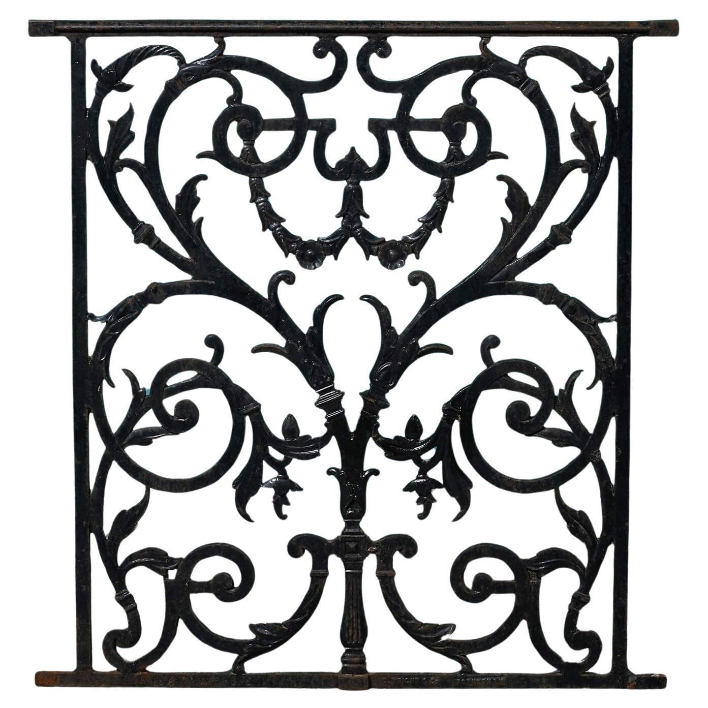 19th Century Victorian Cast Iron Decorative Railing Panel For Sale
