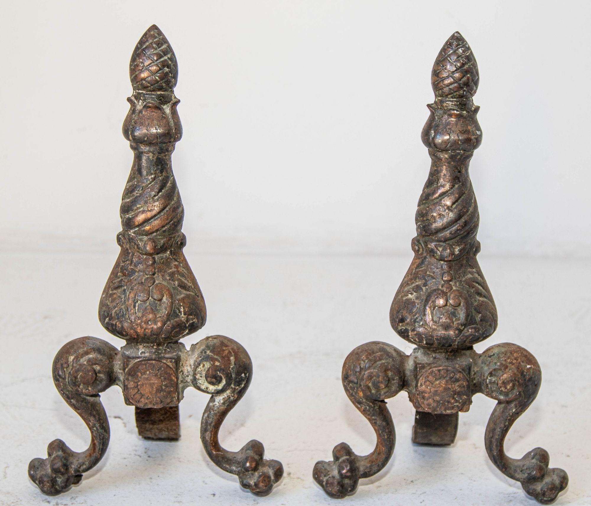 19th Century Victorian Cast Iron Fireplace Andirons For Sale 12