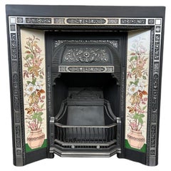 19th Century Victorian Cast-iron Fireplace Tiled Insert