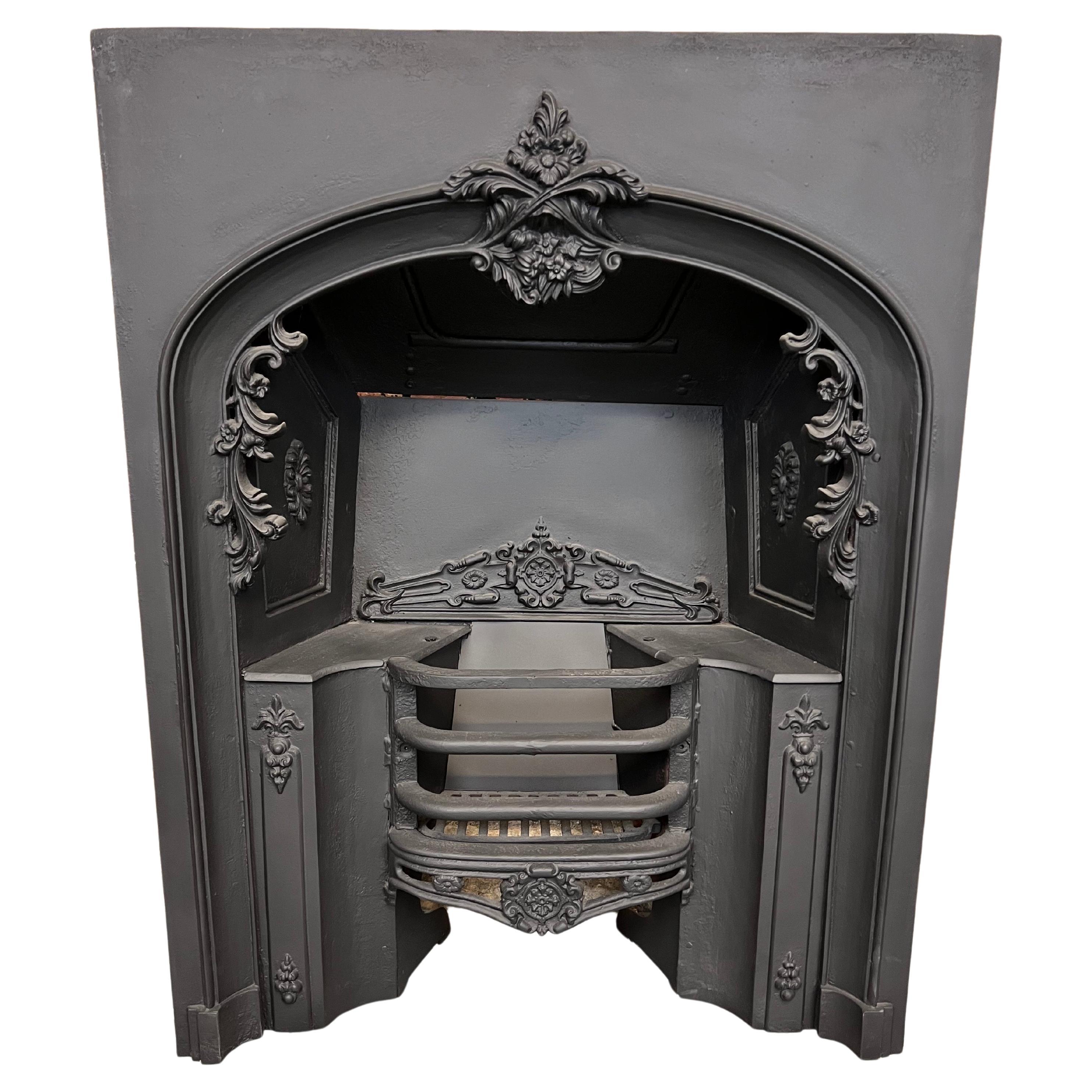 19th Century Victorian Cast Iron Hob Grate Fireplace For Sale