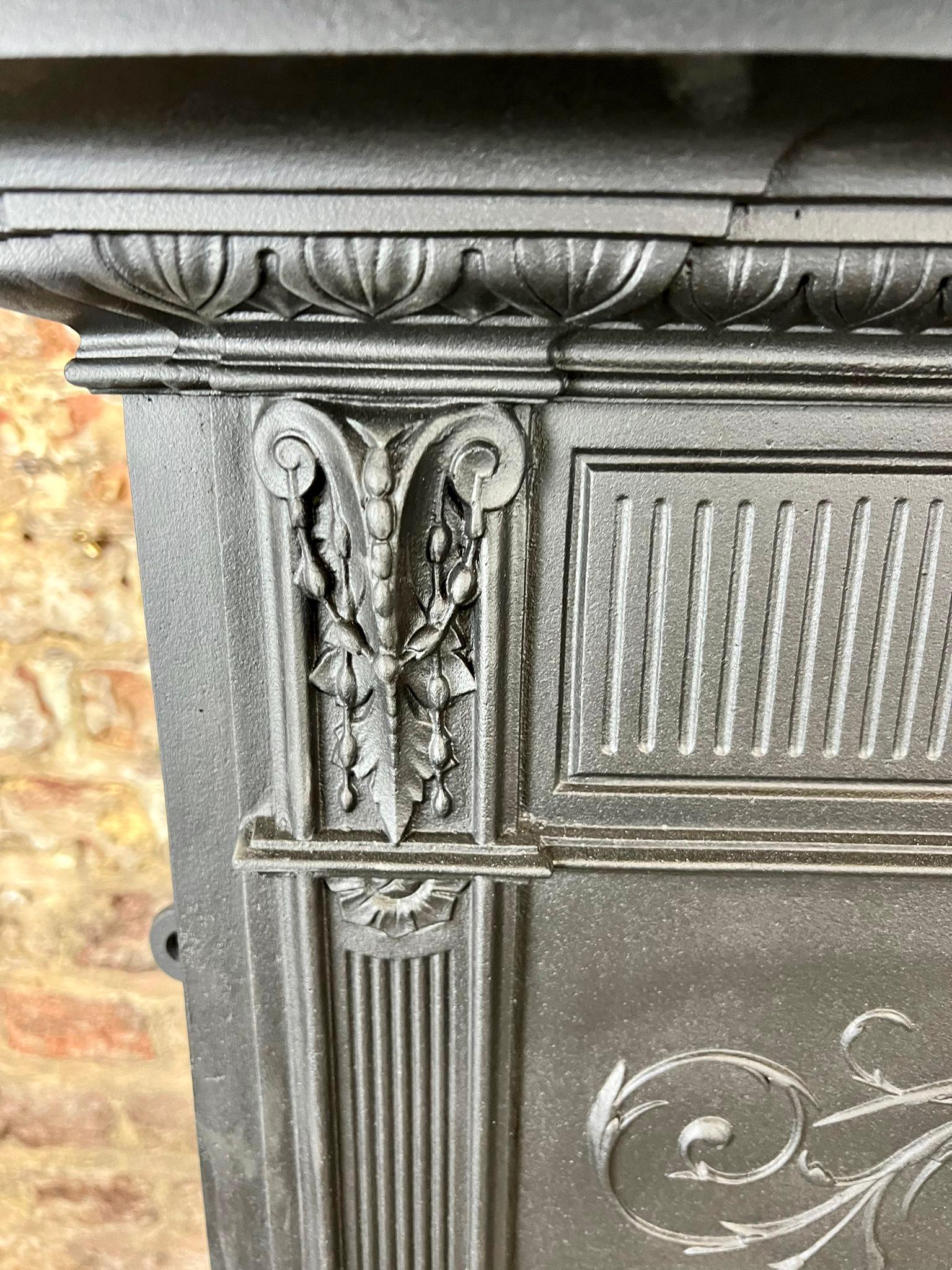 19th Century, Victorian Cast-iron Tiled Combination Fireplace For Sale 3