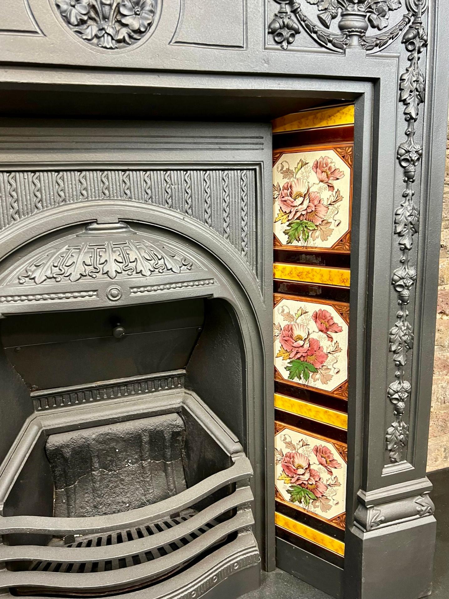 19th Century Victorian Cast Iron Tiled Combination Fireplace 6