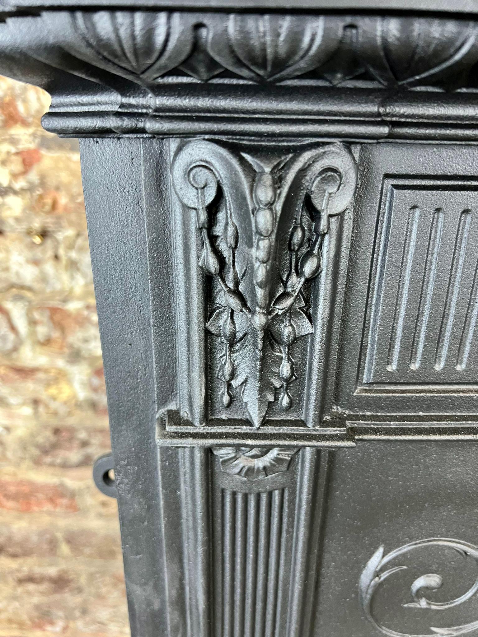 19th Century, Victorian Cast-iron Tiled Combination Fireplace For Sale 6